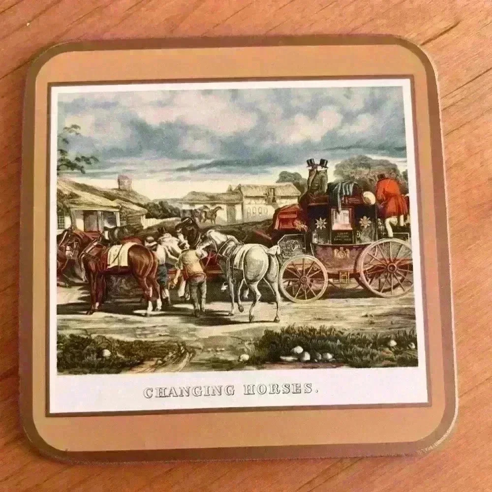 Vintage Coasters- Stagecoach & Horses theme- set of 5 - Picture 7 of 10